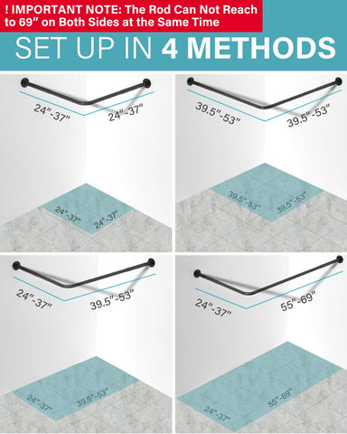 Crkmire adjustable 24-53 inch rod demonstrates versatile sizing for varied bathrooms