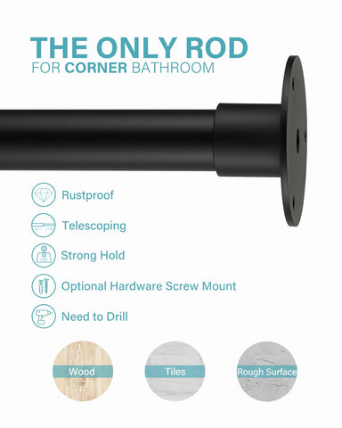 Crkmire curved 90-degree rod highlights space saving corner design