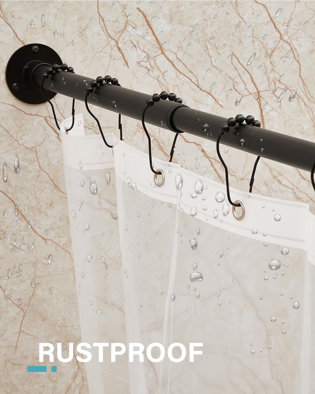 Crkmire matte black finish complements most shower curtains and decor