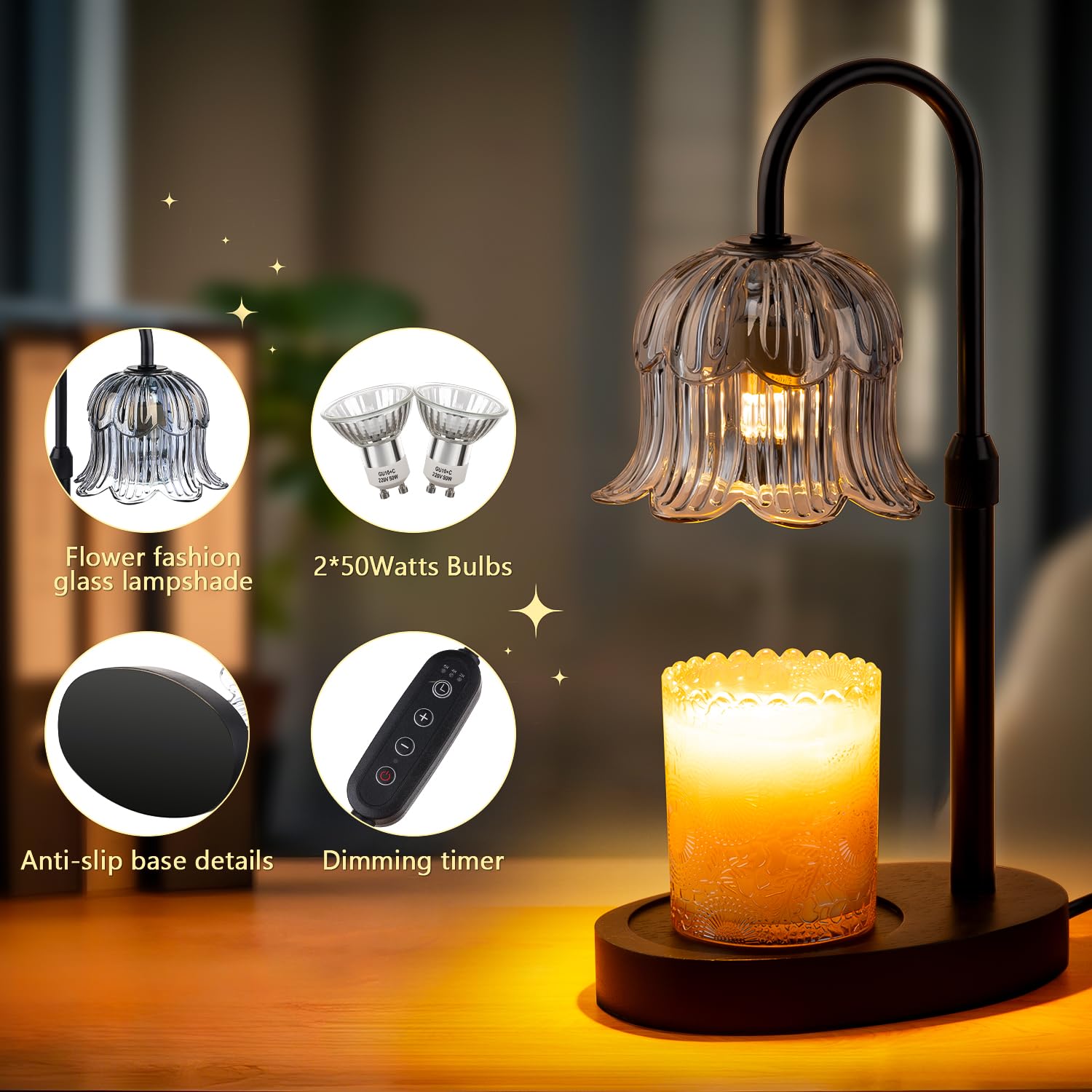 CRMILL Candle Warmer Lamp in metal bronze finish enhances any room's modern decor.