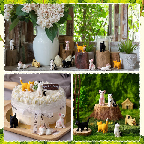 CroBlissful mini cat figurines about 5 cm tall fit mantels and shelves seamlessly.