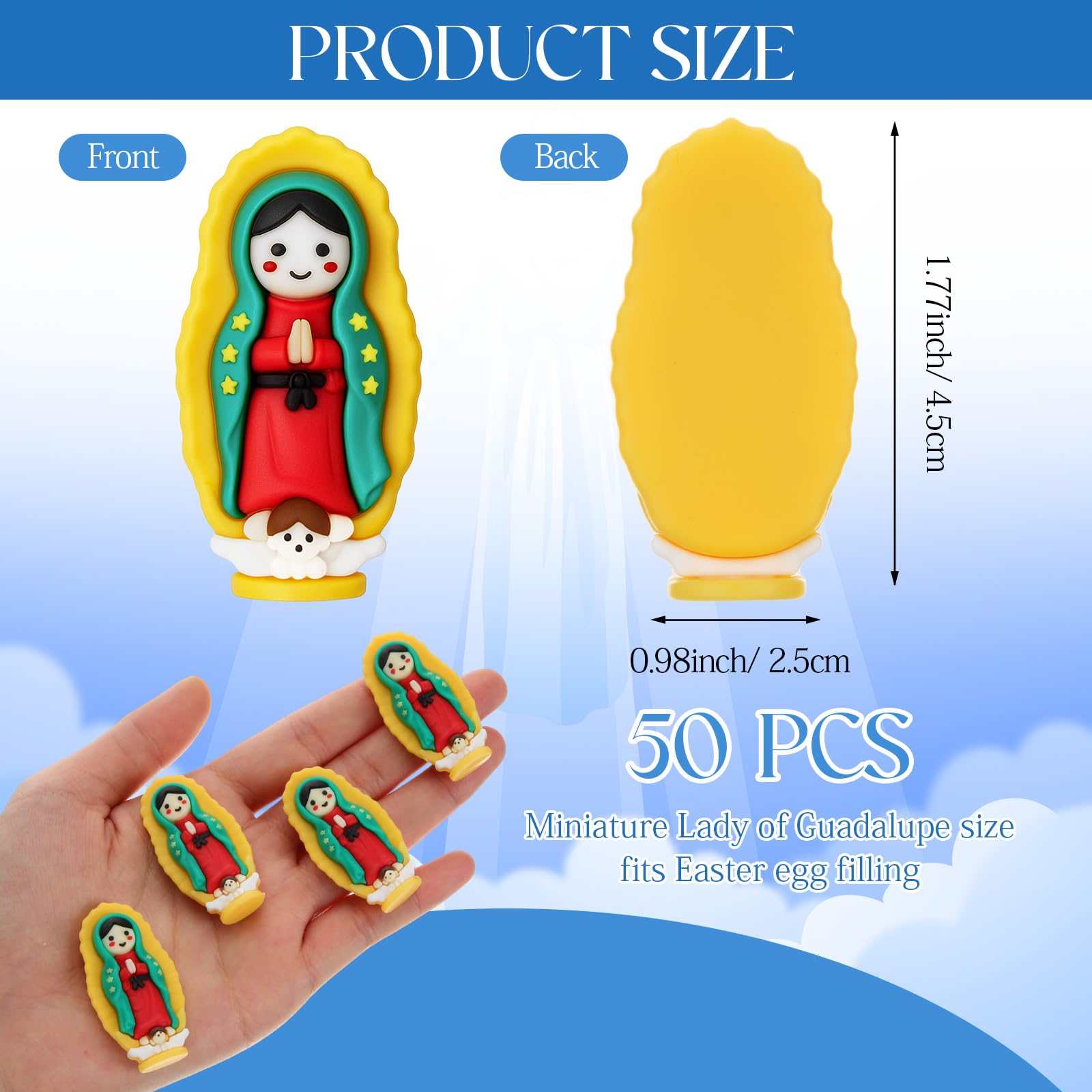 CroBlissful mini Our Lady Guadalupe figurine 1.77 inch ideal for party favors.