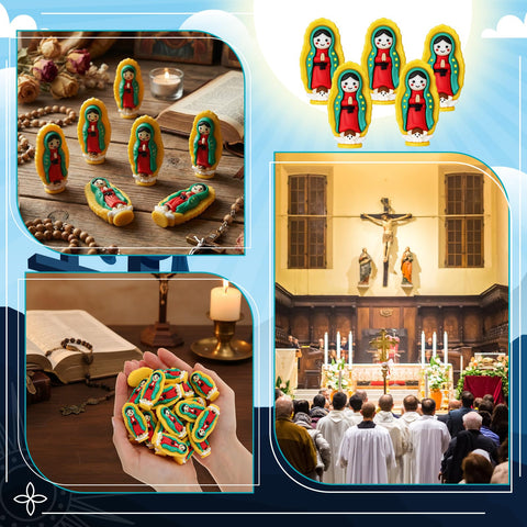 CroBlissful colorful Our Lady Guadalupe figurine set brightens religious-themed DIY crafts.