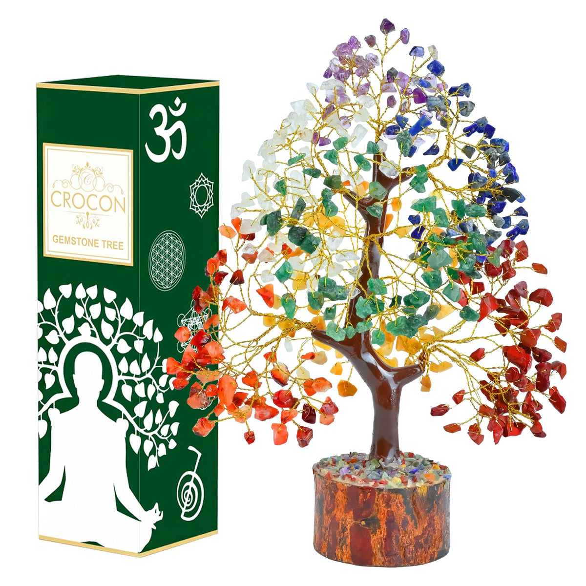 Crocon Original 7 Chakra Crystal Tree Life with vibrant crystals for balanced energy decor
