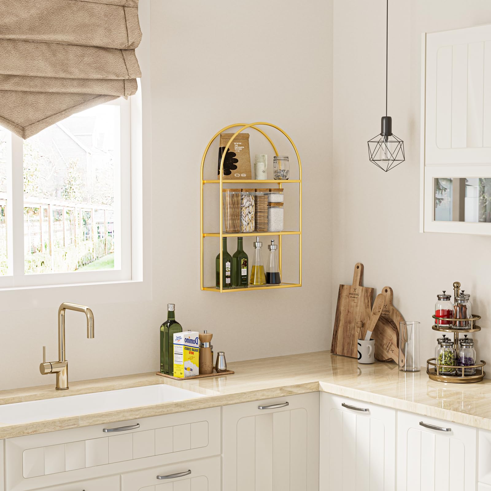 Crofy wall shelf mounted in bathroom or bedroom boosts decor and convenient storage
