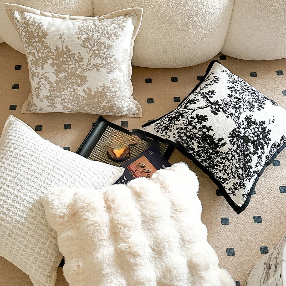 Croker Horse modern Chinoiserie design pillow cover enhances sofa style