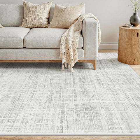 Crority rug with non-slip TPE backing; stays in place on smooth floors.