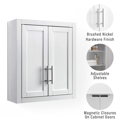 Crosley Savannah interior adjustable shelves provide flexible storage for daily bathroom items.