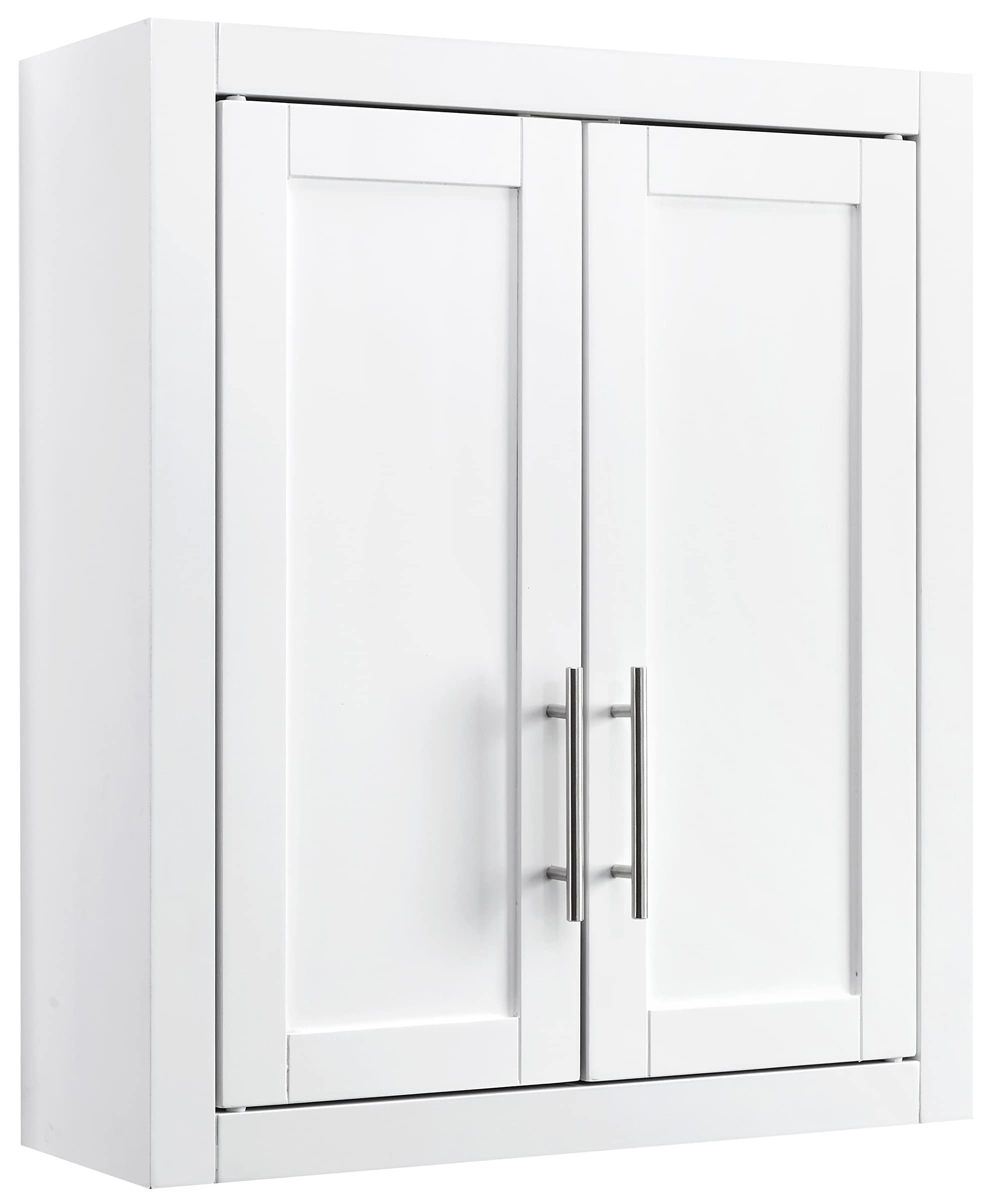 Crosley Savannah wall-mounted medicine cabinet exterior doors with magnetic closures for tidy bathroom storage.