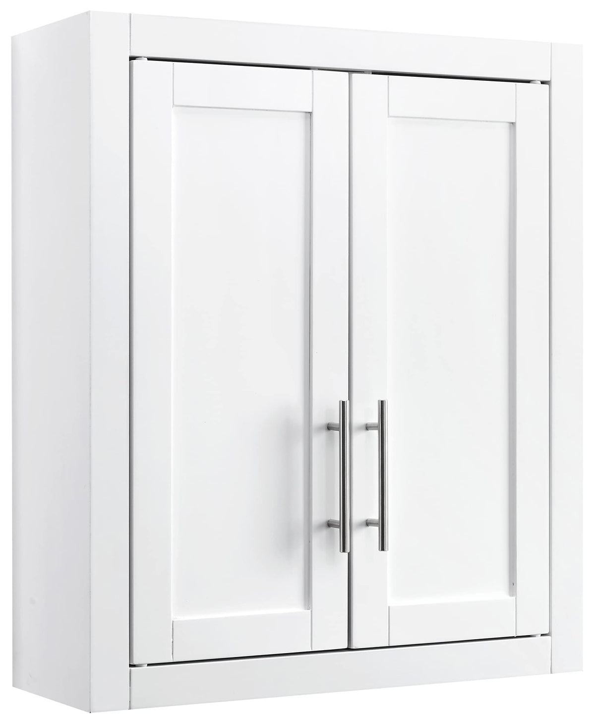 Crosley Savannah wall-mounted medicine cabinet exterior doors with magnetic closures for tidy bathroom storage.