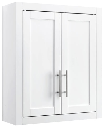 Crosley Savannah wall-mounted medicine cabinet exterior doors with magnetic closures for tidy bathroom storage.