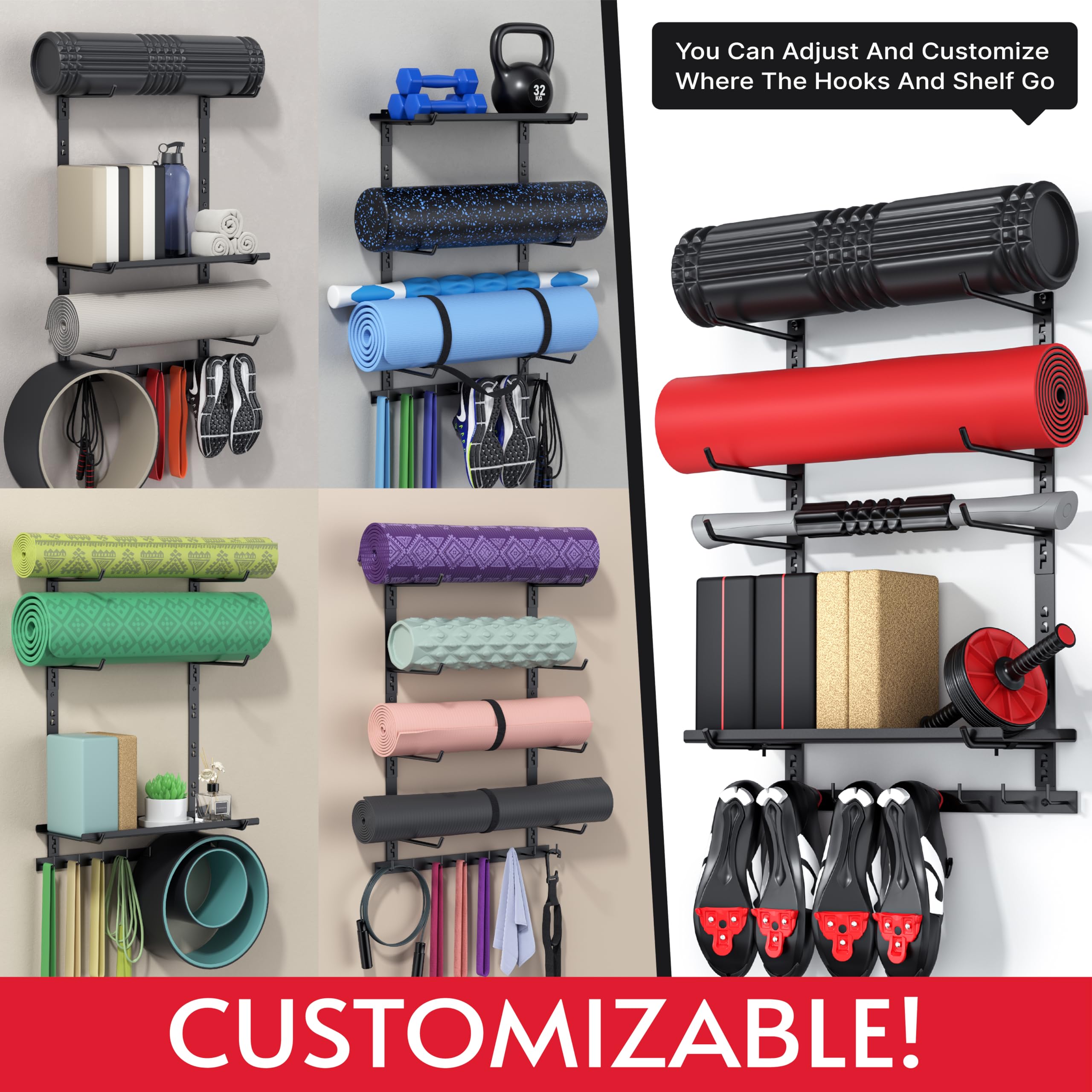 Crostice multi-function hooks keep fitness accessories tidy and within reach