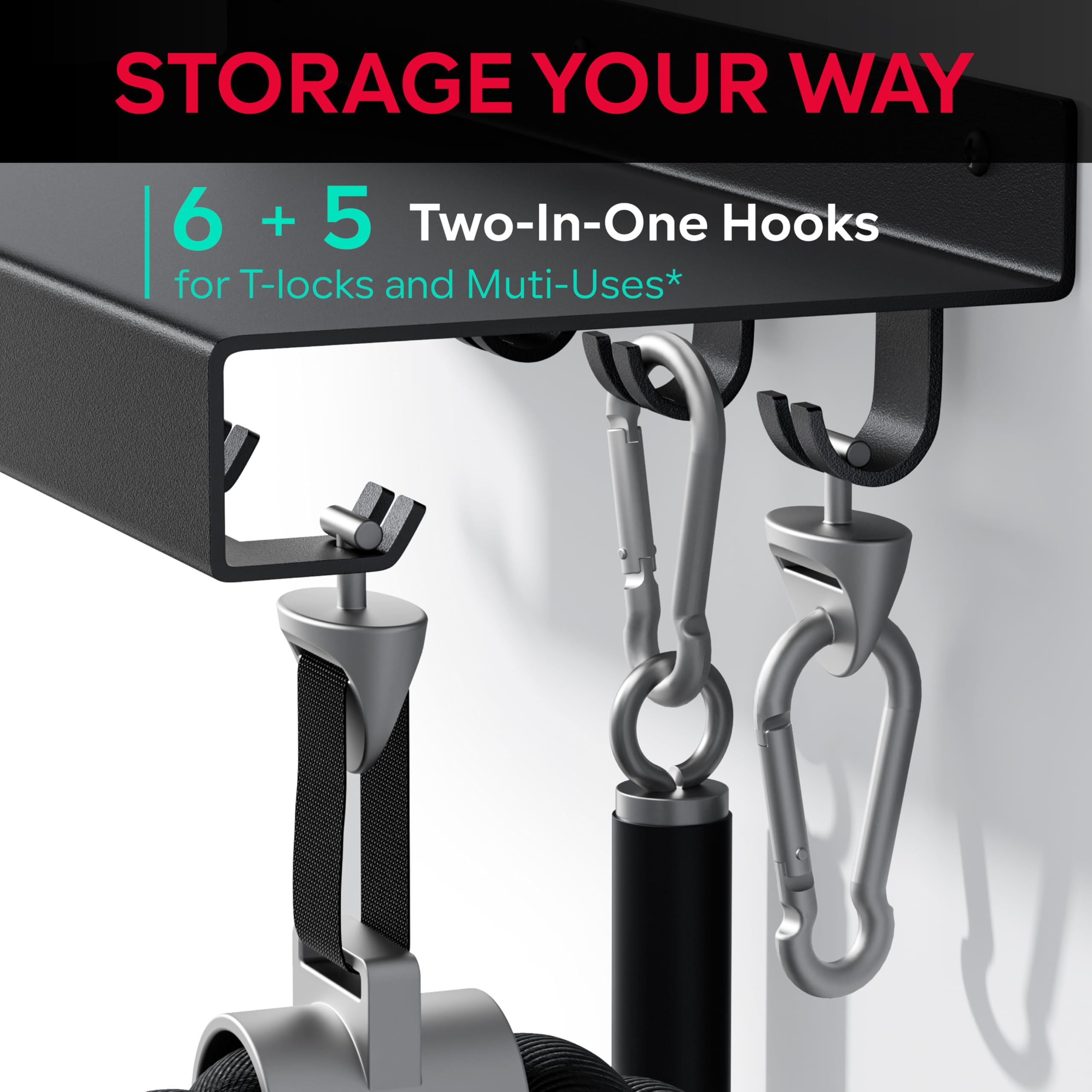Crostice t-lock adapter hanger detail highlighting versatile storage.