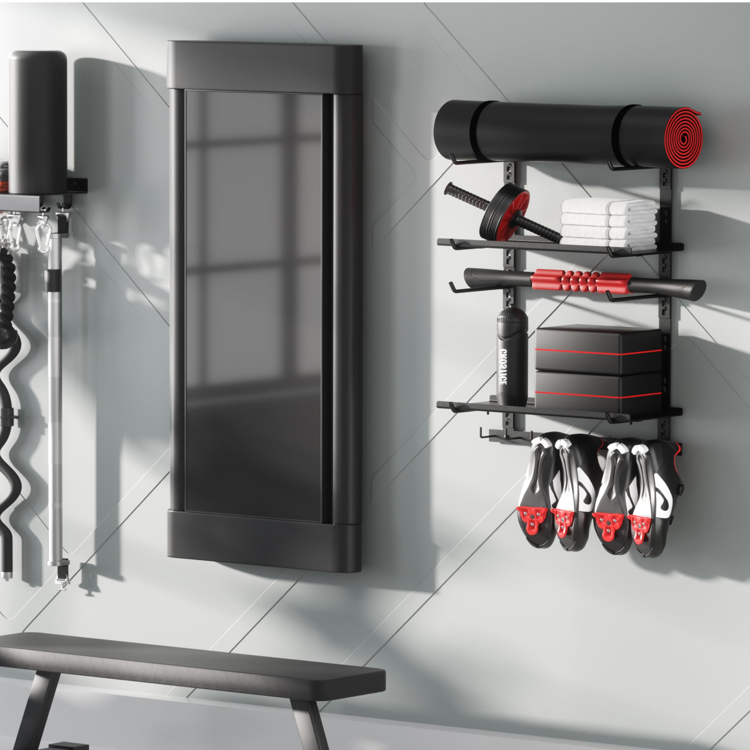Crostice US patented design increases space efficiency for home workouts.