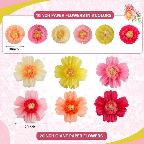 Crowye 10-inch tissue paper flower accent for tables and photo backdrops