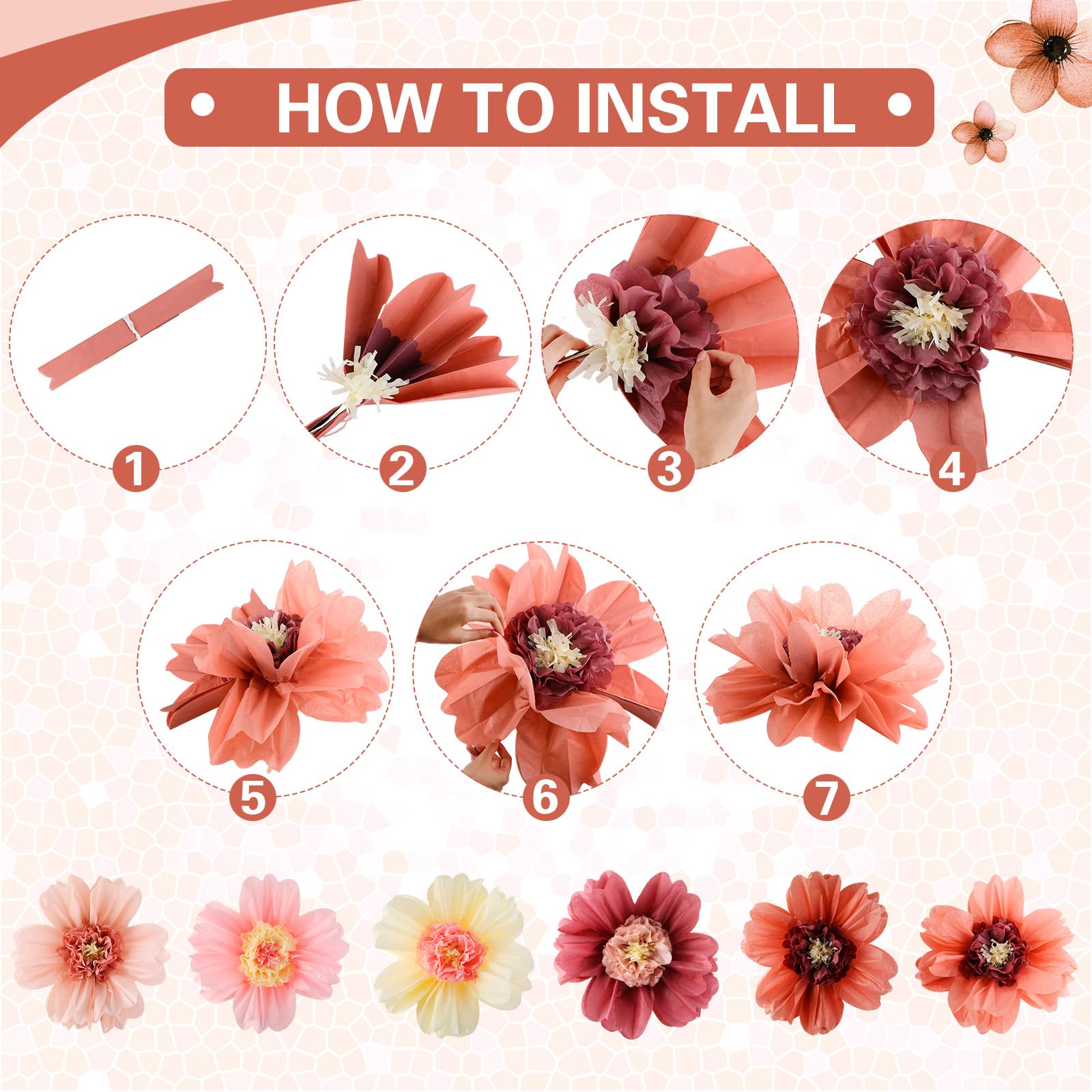 Crowye 24-piece multicolor tissue paper flowers pack for celebrations