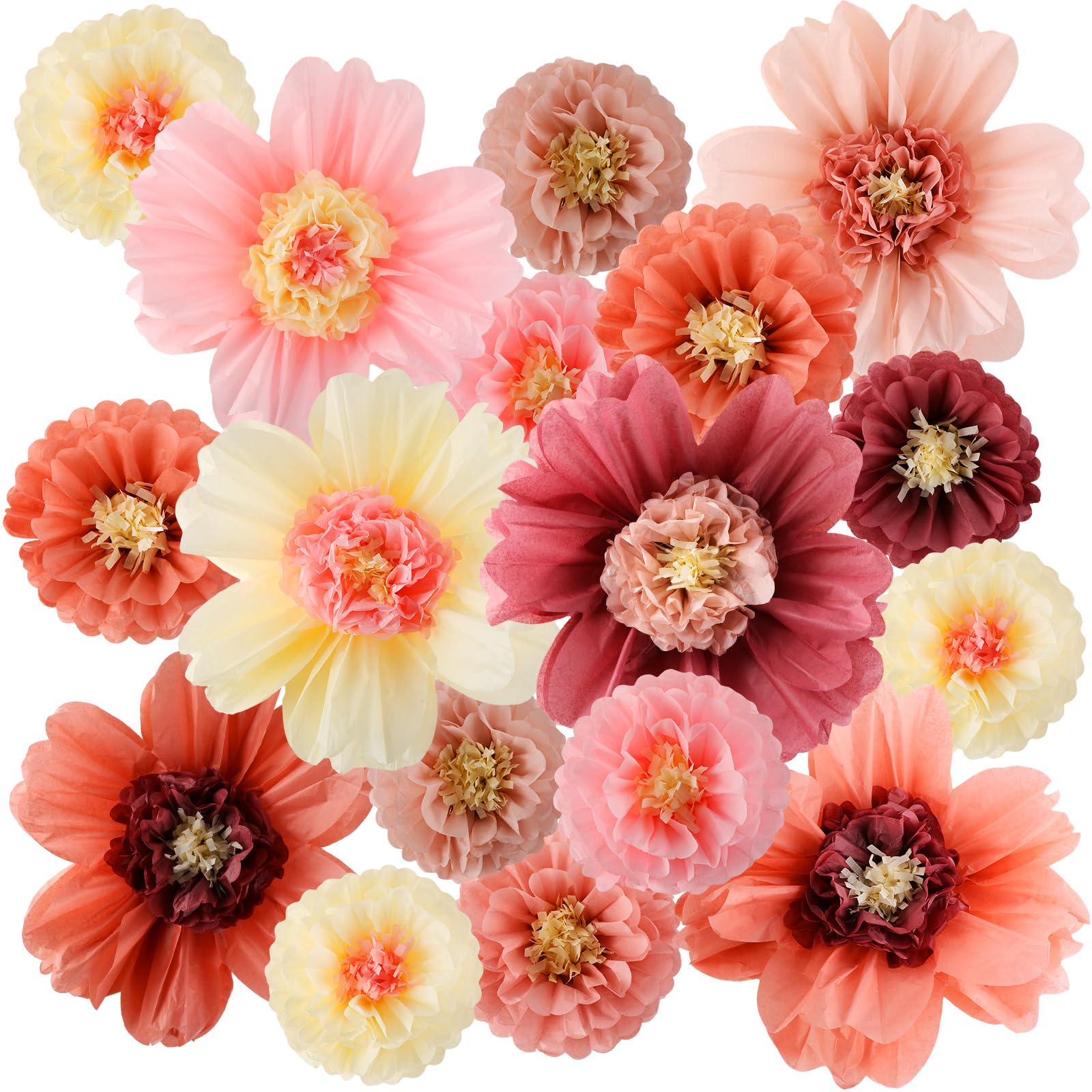 Crowye large 20-inch colorful tissue paper flower for wall decor backdrop