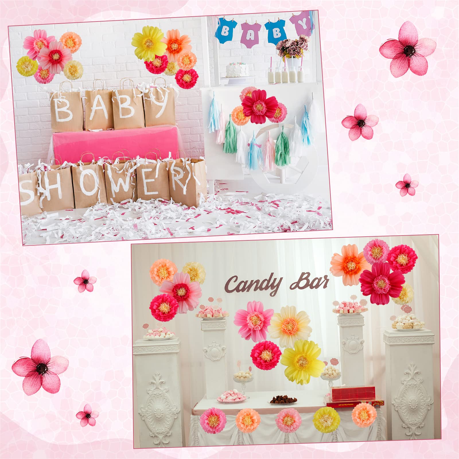 Crowye ready-to-hang tissue flowers simplify DIY backdrop creation