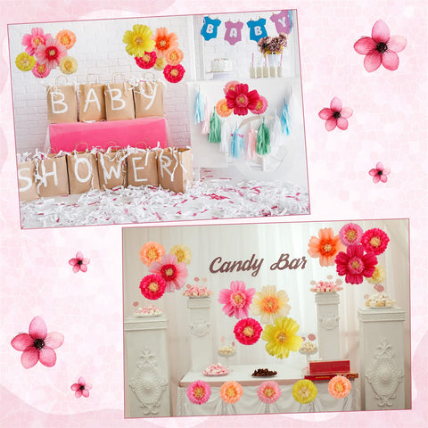Crowye ready-to-hang tissue flowers simplify DIY backdrop creation