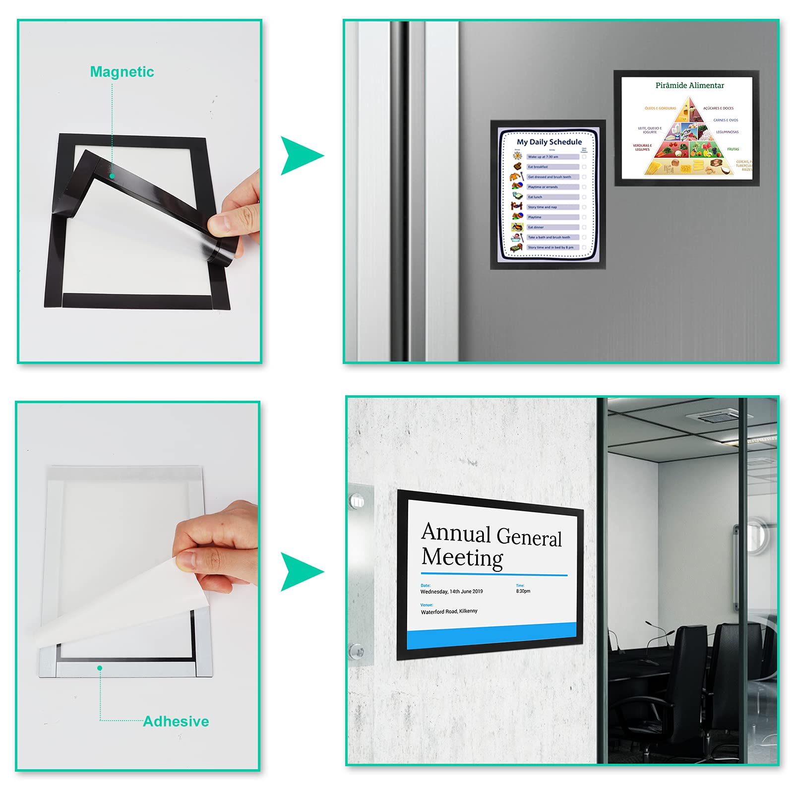 CRUGLA frame displaying diplomas with frosted surface reduces glare.