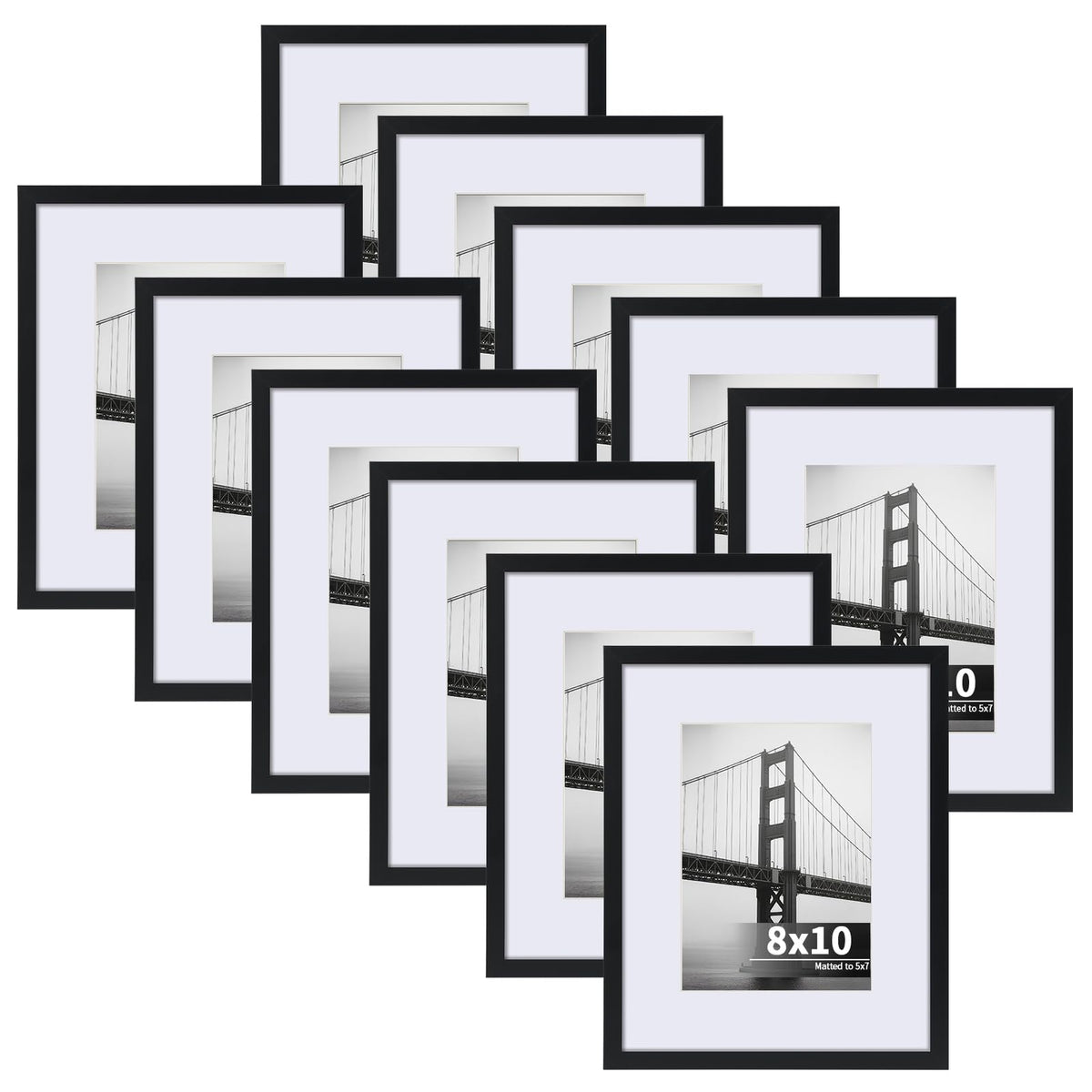 CRUGLA 8x10 frame set matte black protects photos and displays memories.