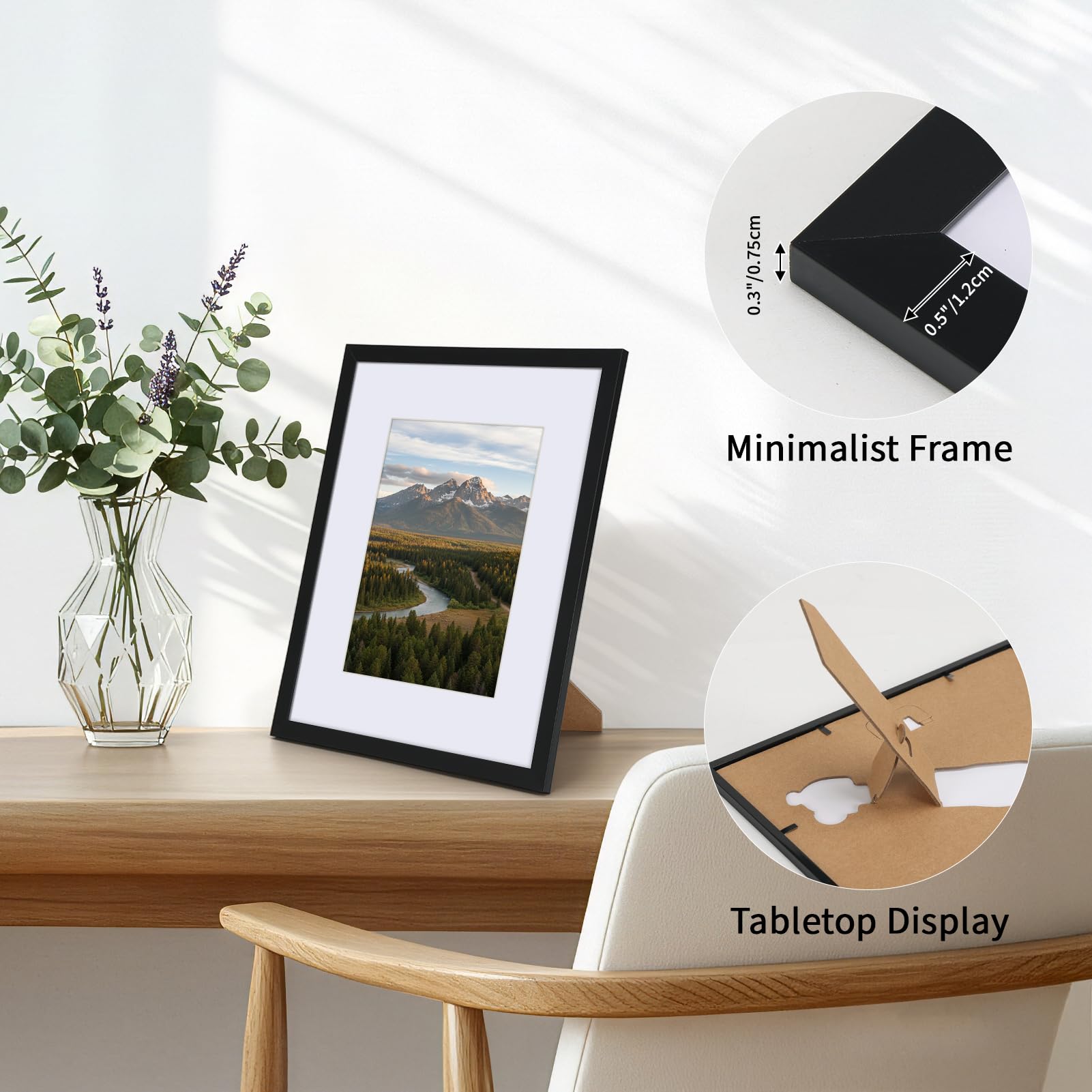 CRUGLA classic black frame complements home or office decor.