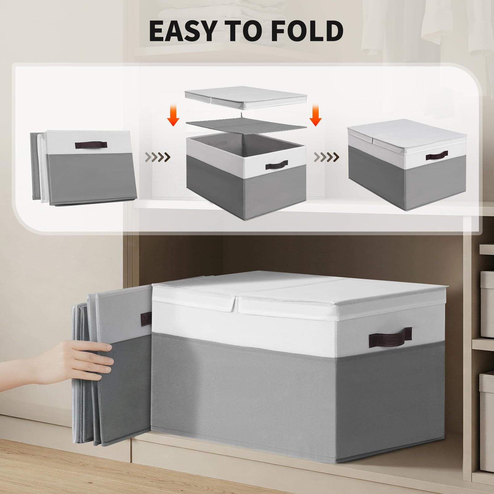 Criusia storage bins with lids simplify room organization for living room and nursery.