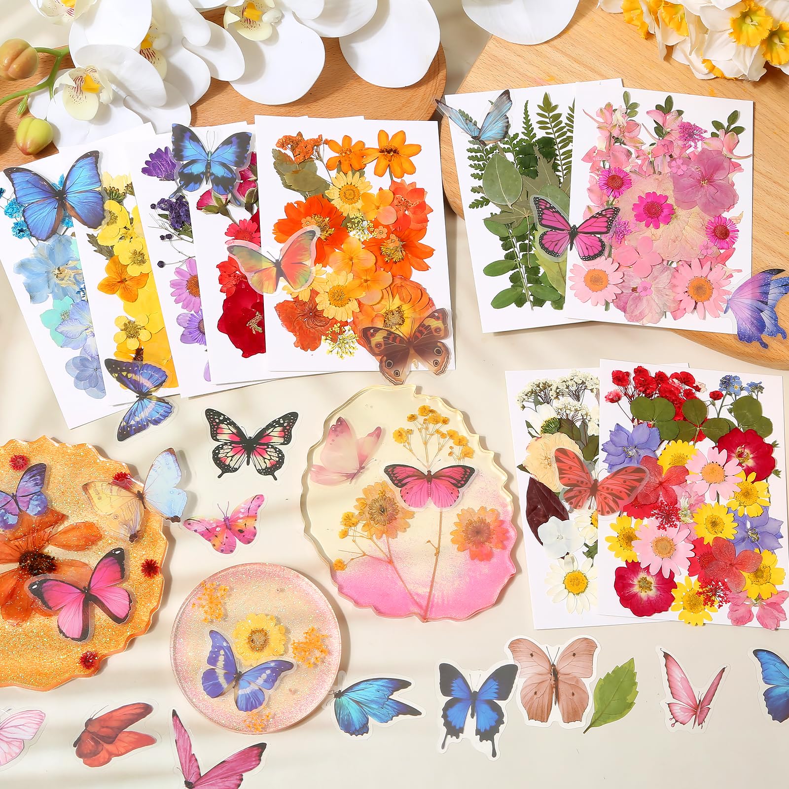 Cruzix resin crafts – dried blooms integrated into jewelry and art pieces.