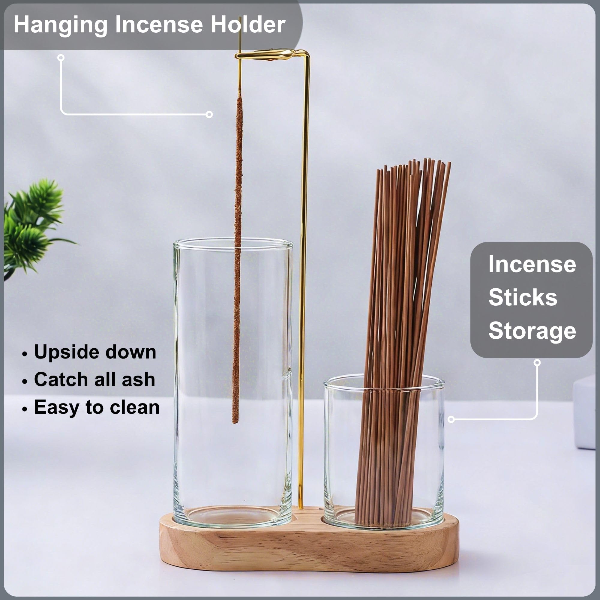 CrysDeco glass ash catcher with two cups for easy cleanup after burning.