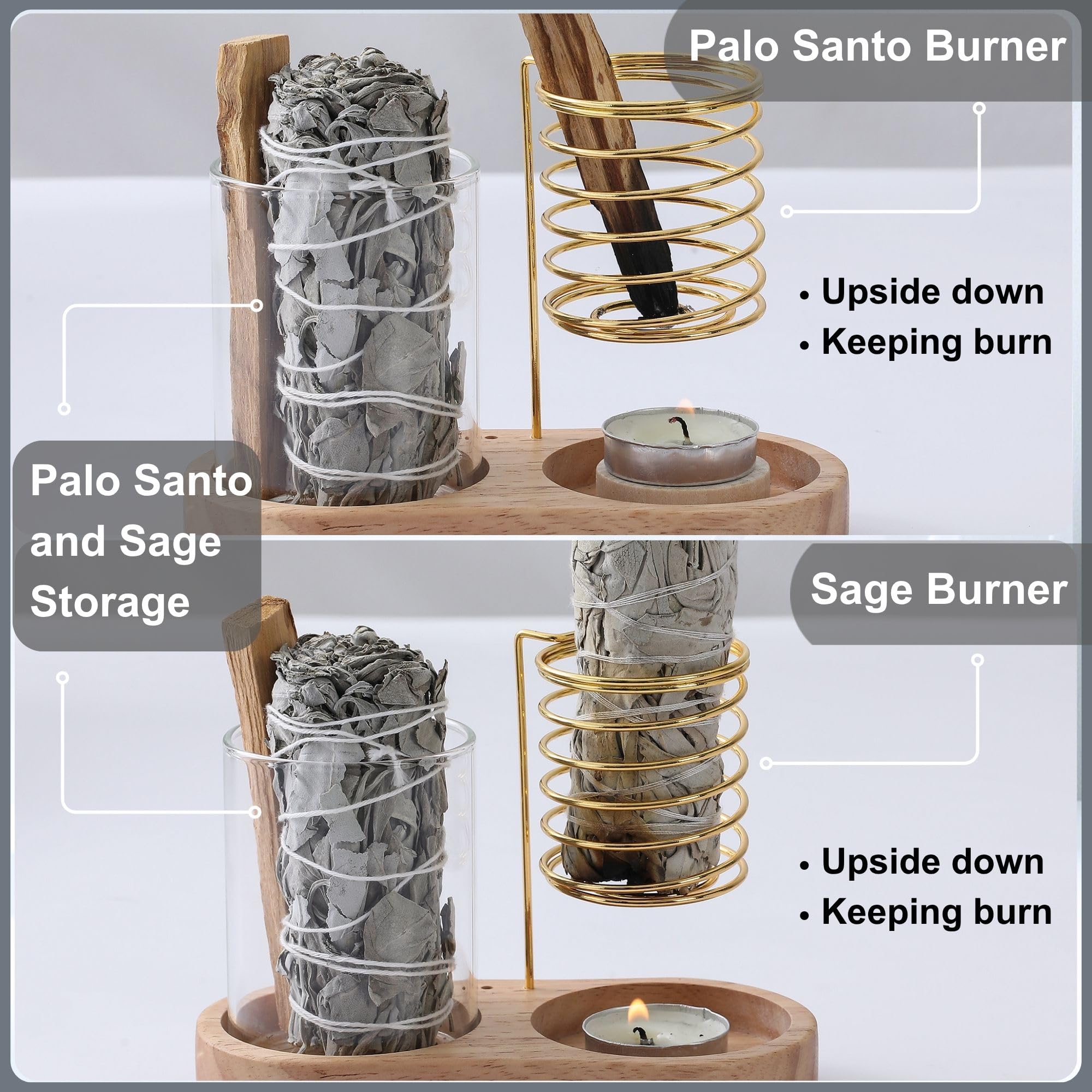 CrysDeco incense storage glass cup holding multiple sticks for clutter-free space.