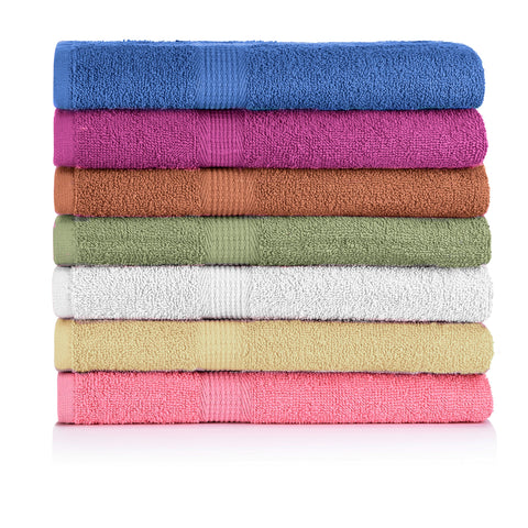 CrystalTowels 7-pack cover display in bathroom showing color variety for styling