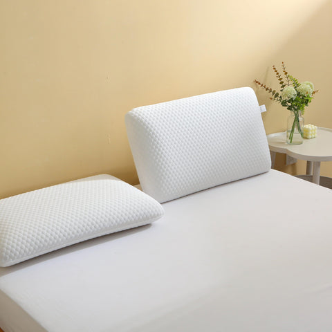 CSDLF memory foam pillow washable cover being opened for cleaning.