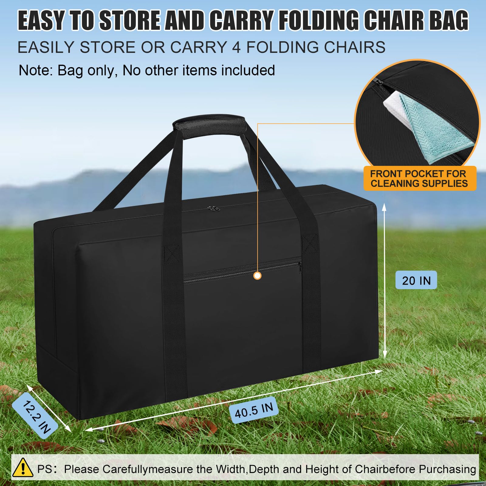 CSOKRE bag shows padded handles for easy folding-chair transport.