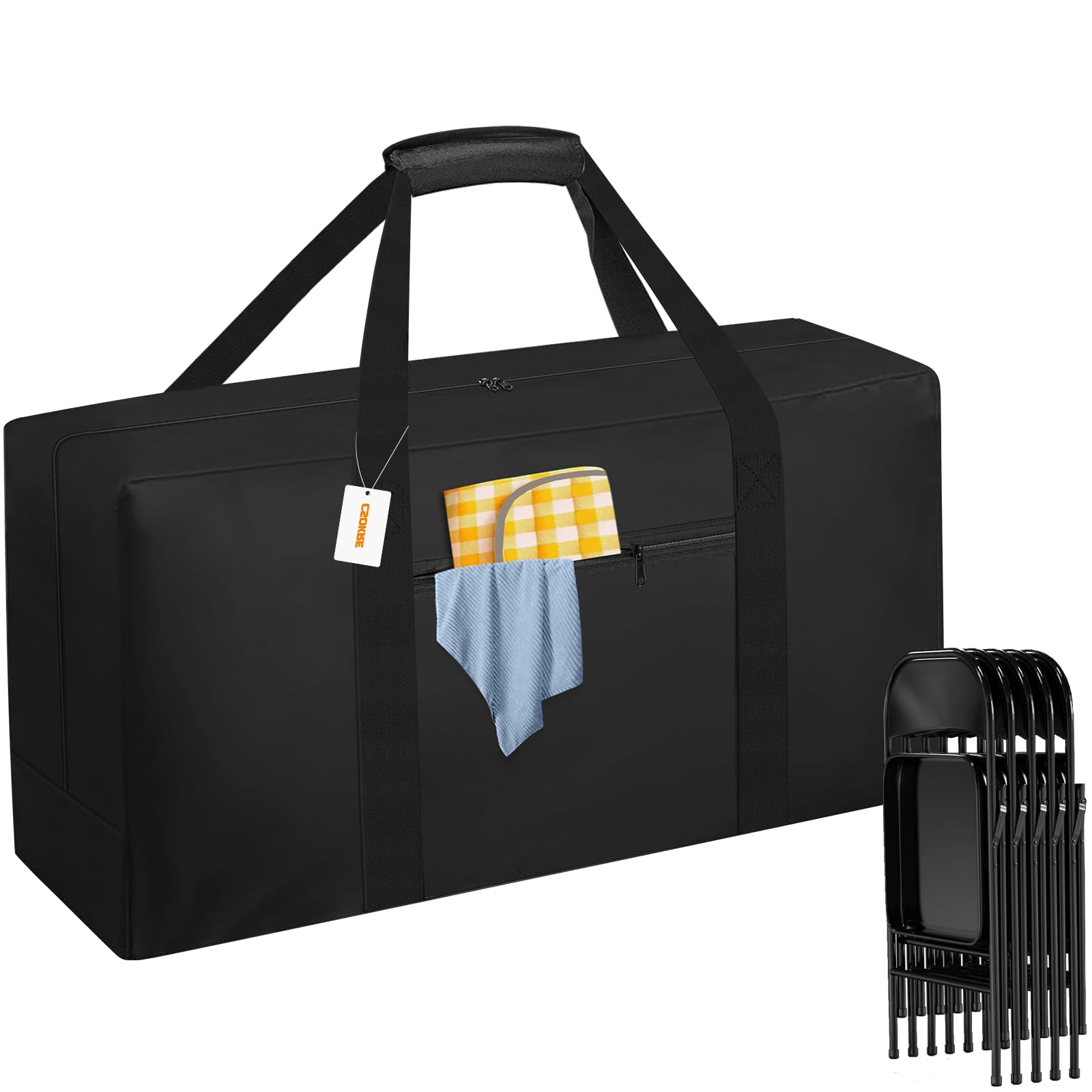 CSOKRE heavy-duty folding chair bag with front pocket keeps essentials handy during events.