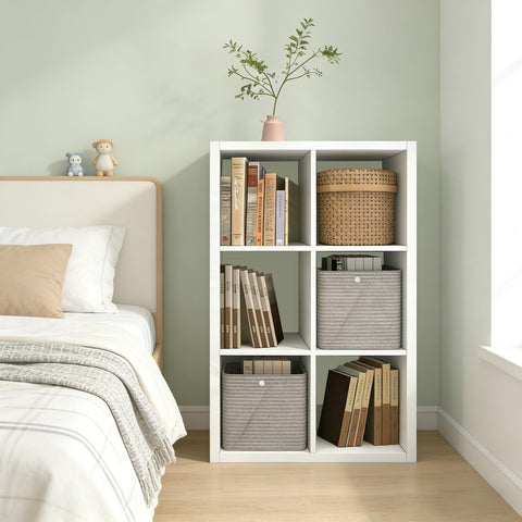 CTESNE 6-cube storage horizontal orientation offers flexible display beside sofas.