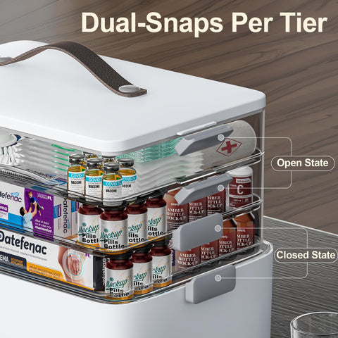 CTIME 4-Tier XL Medicine Organizer designed for portable use during travel and errands.