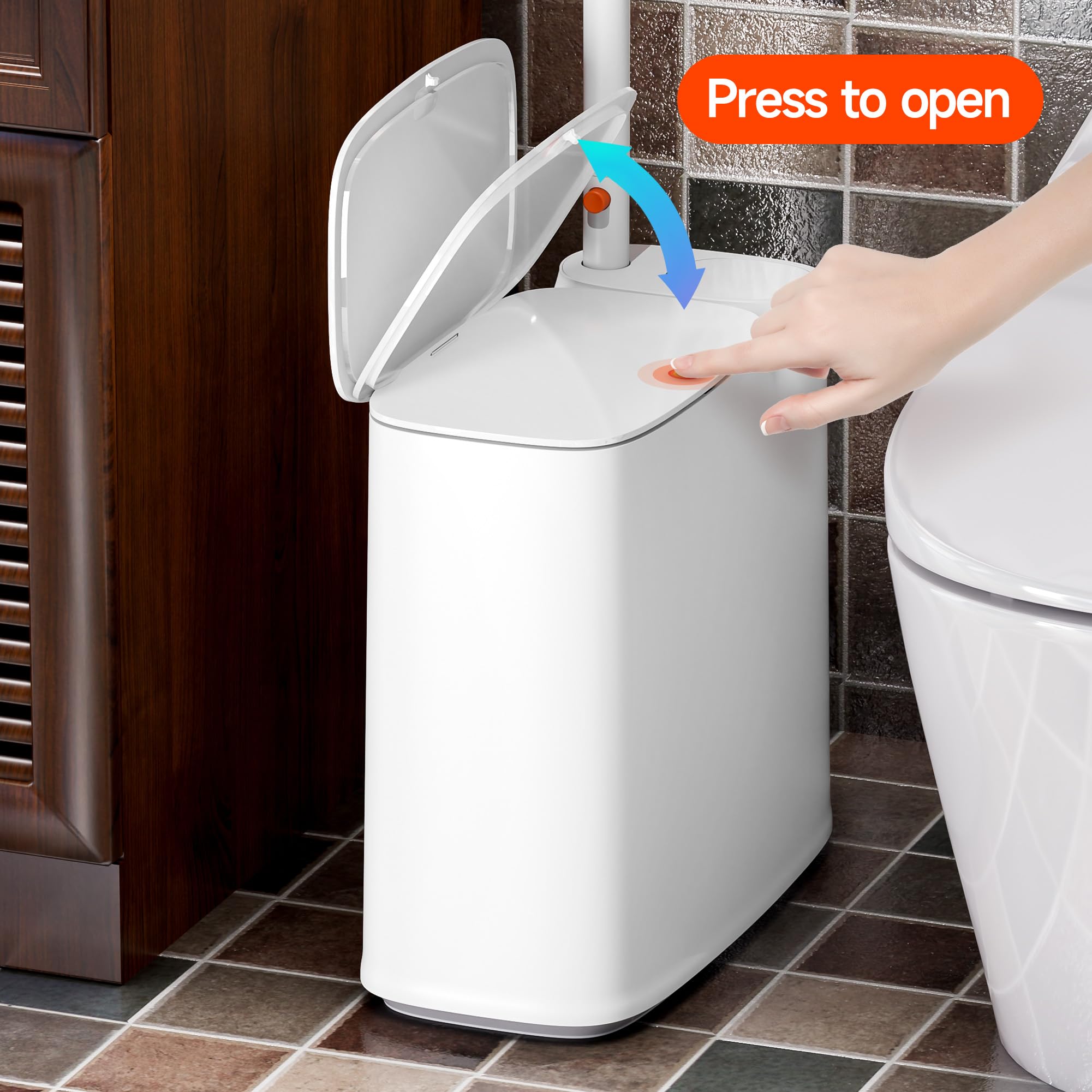 CTIME barrel-style body provides sturdy, durable bathroom storage