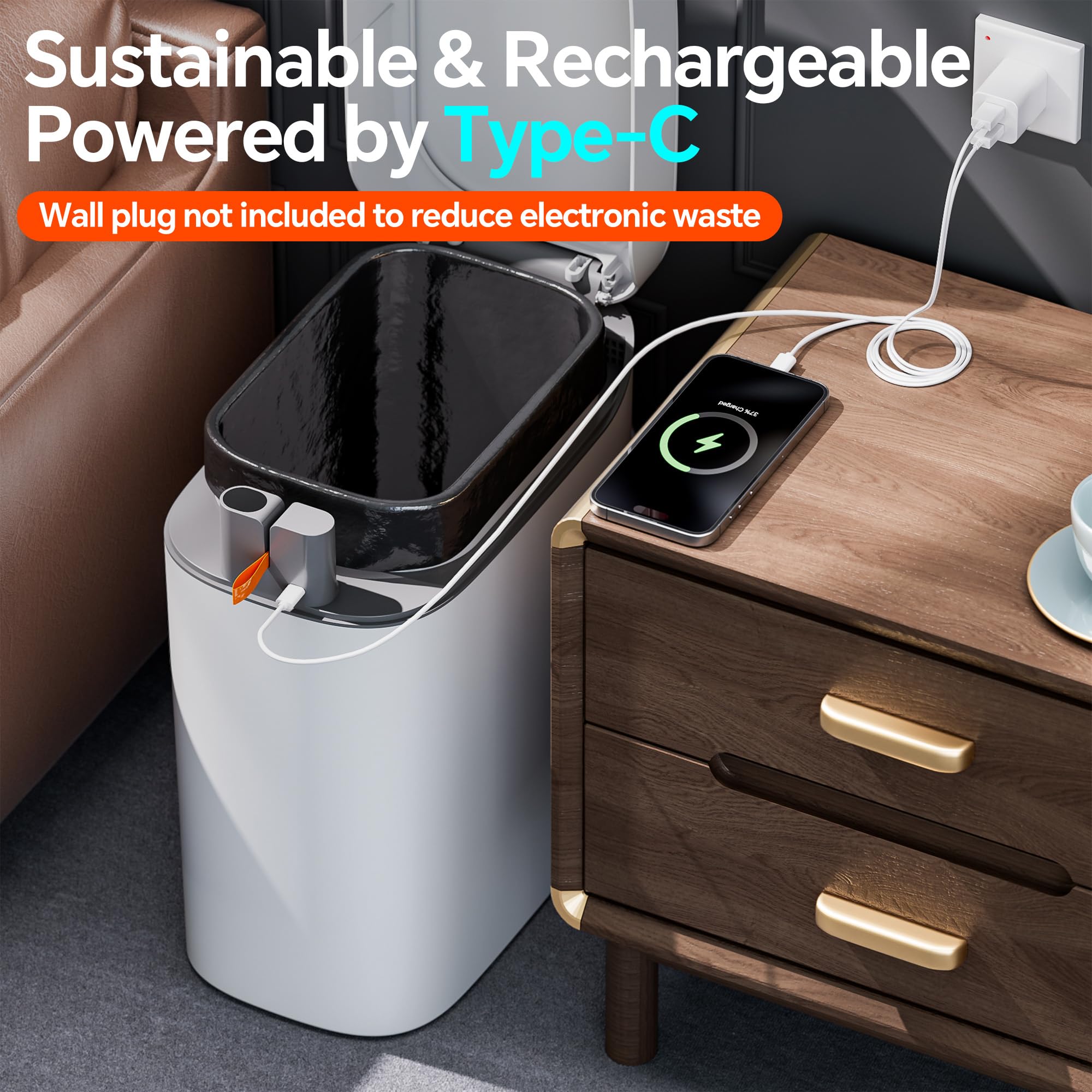 CTIME IPX5 waterproof trash can for moisture-prone areas