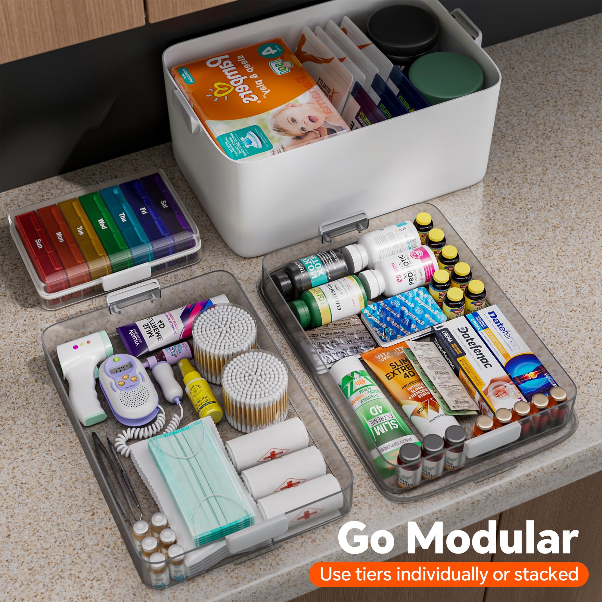 CTIME portable medicine box with leather handle for travel.