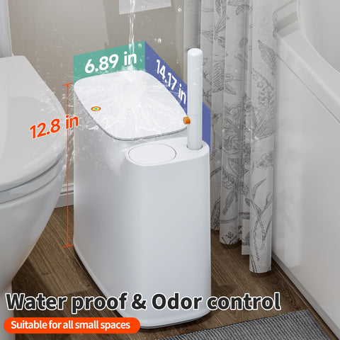 CTIME toilet brush holder and trash can maximize compact bathroom organization