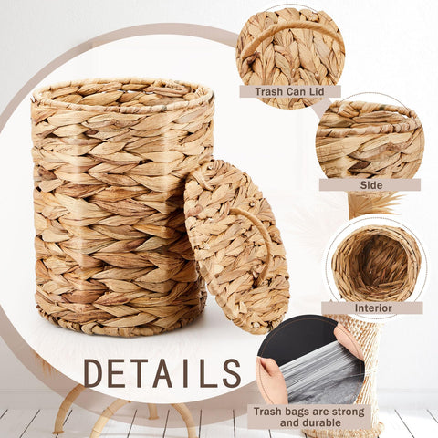 Ctosree lidded trash can with sturdy handle for easy transport.