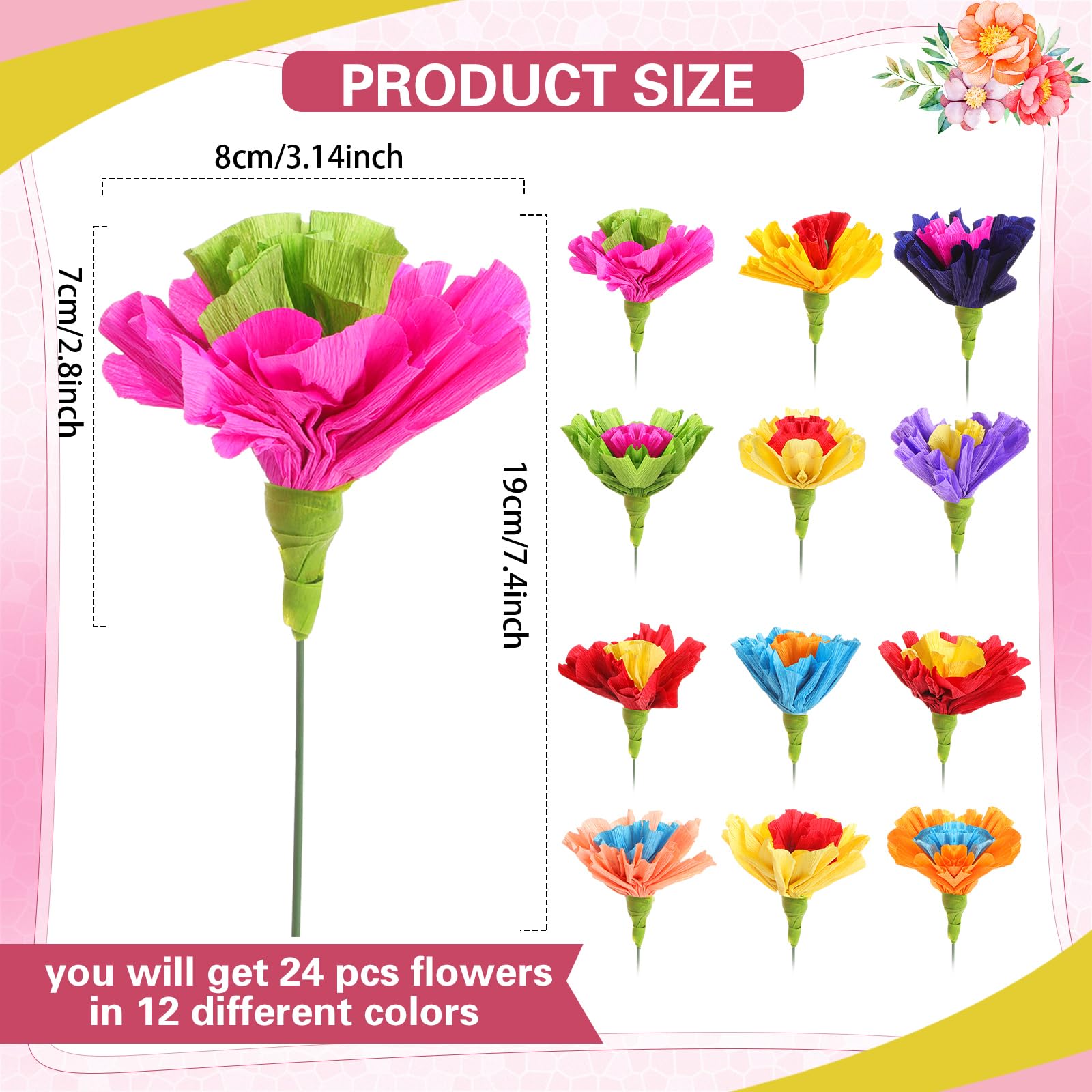 Ctosree crepe paper flowers multicolor centrepiece for events.