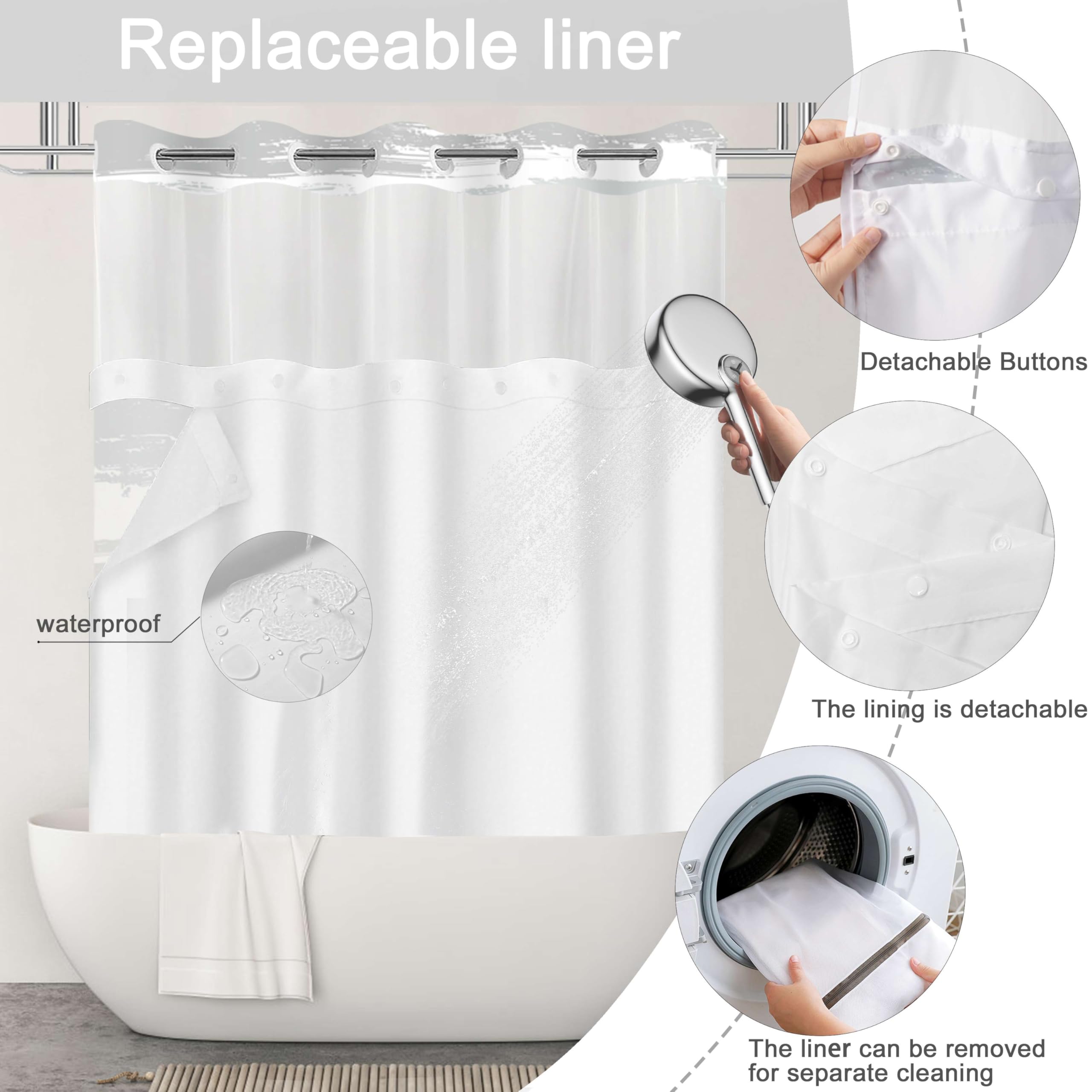 CTOTSYC snap-in liner attachment for secure, splash-free bathroom floors.