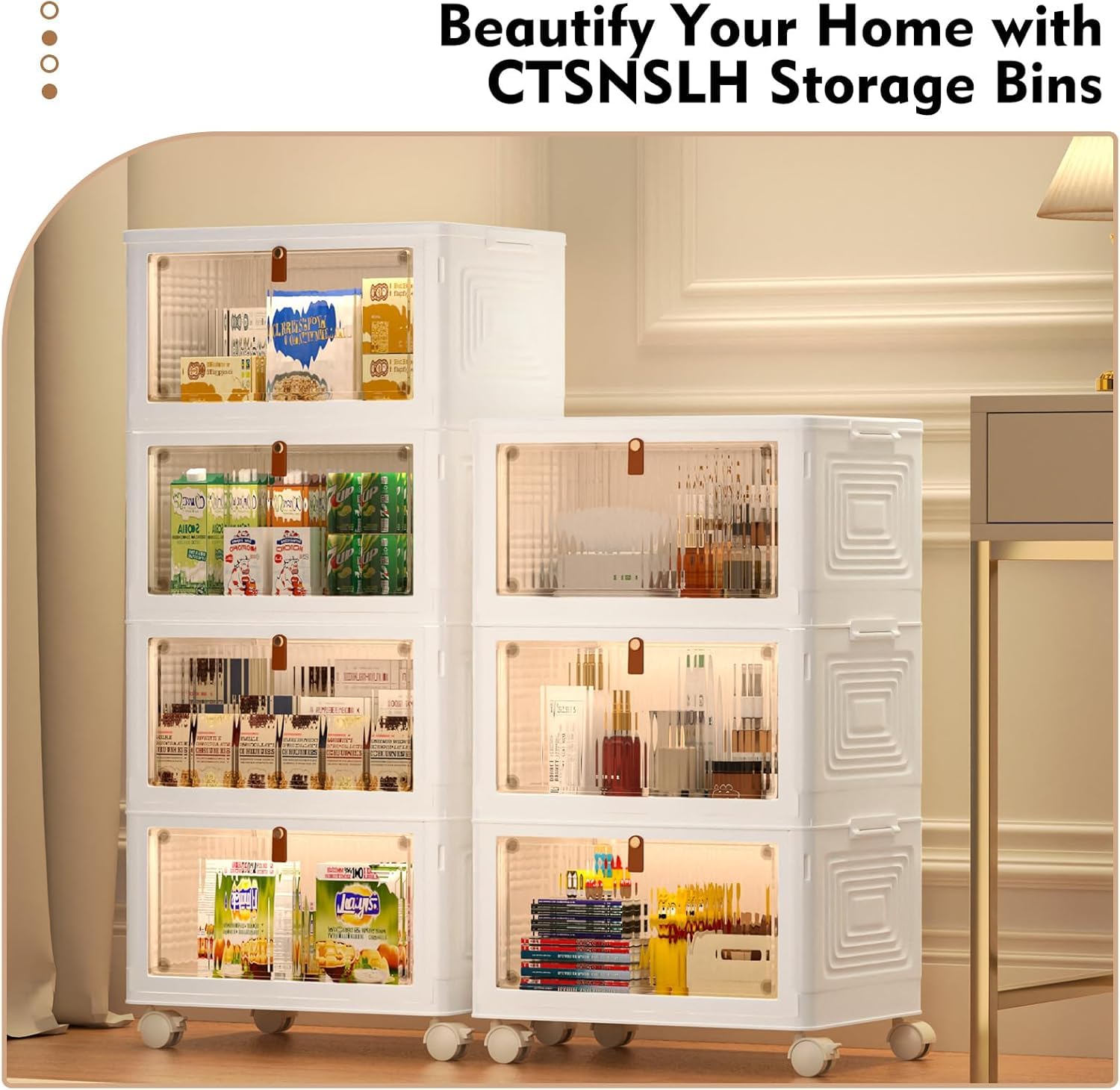 CTSNSLH front translucent lid bin shows clear visibility of contents for quick access.