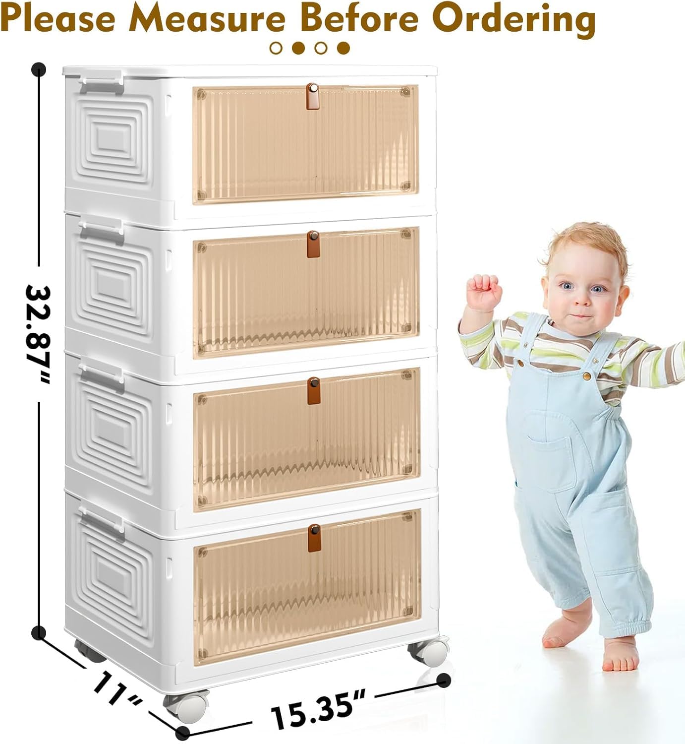 CTSNSLH stackable storage bin wheels side view demonstrates easy mobility.