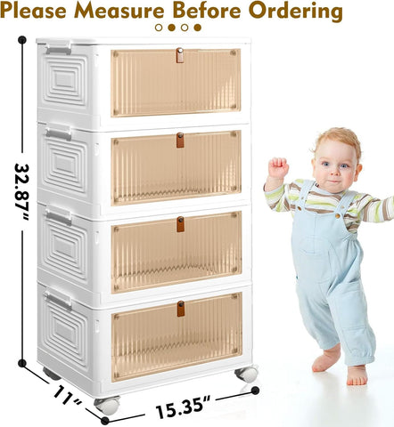 CTSNSLH stackable storage bin wheels side view demonstrates easy mobility.
