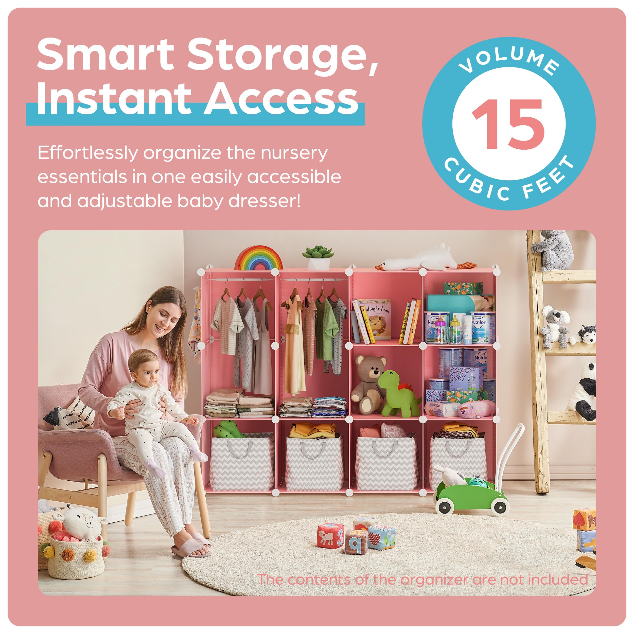 CUBEDIY baby wardrobe armoire with wall fixation keeps nursery safe during play