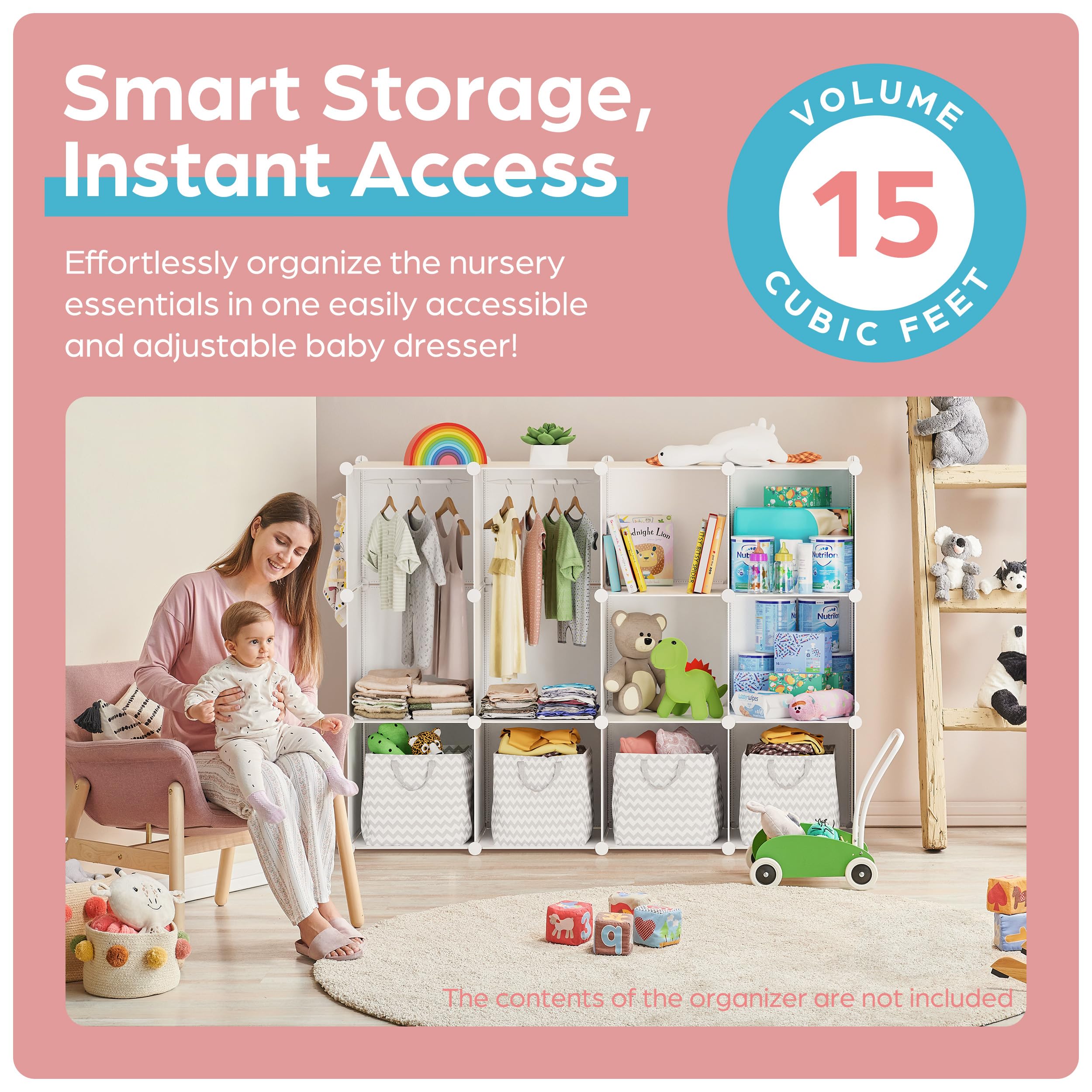 CUBEDIY wall fixation kit keeps the nursery closet secure and stable.