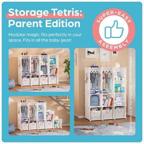 CUBEDIY waterproof, easy-clean storage keeps nursery items tidy.