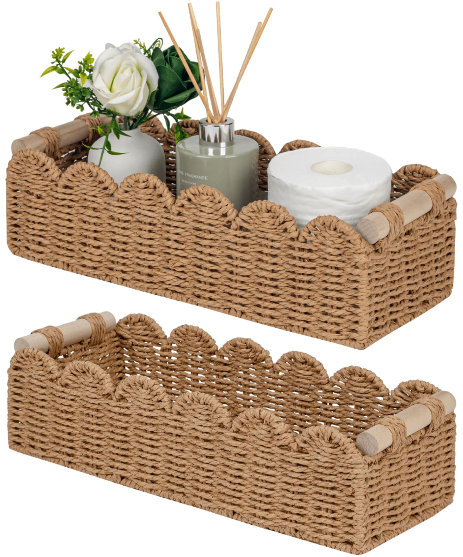 CubesLand bathroom basket with scalloped edge for stylish organization